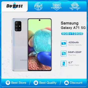 Оригинальный Samsung Galaxy A71 A716U A716B / D Мобильный телефон 5G с двумя SIM-картами 6,7 