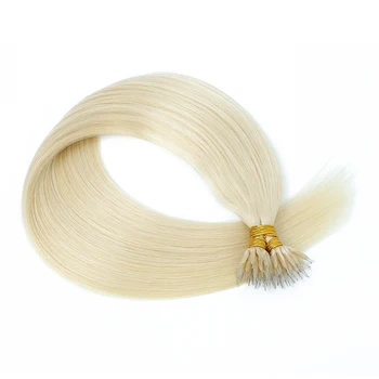 Наращивание Волос Nano Ring Человеческие Волосы Платиновая Блондинка Наращивание Человеческих Волос Nano Tip для Длинных Волос