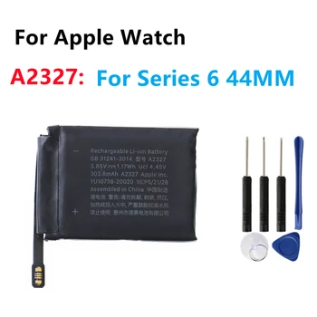 Оригинальная сменная батарея для часов A2327 емкостью 303,8 мАч для Apple Watch Series 6, высококачественная батарея для часов 44 мм