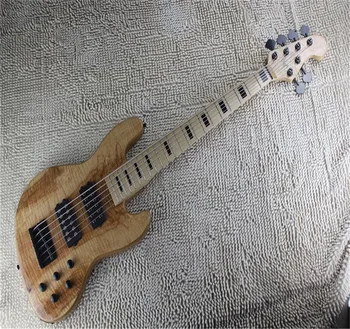 2023 новое поступление заводские 6-струнные активные звукосниматели деревянная цветная бас-гитара с батарейным отсеком на задней панели