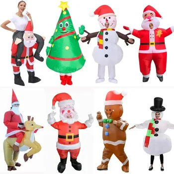 Маскот для косплея на Хэллоуин, Забавный надувной костюм Санта-Клауса, Снеговика, елки, Карнавальная вечеринка