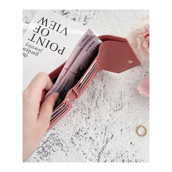 2022 Корейский новый модный женский короткий складной кошелек zero, маленький мини-кожаный бумажный пакет-конверт из мягкой кожи