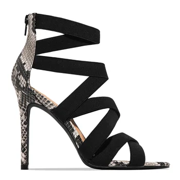 Sandalias Mujer 2021, Женские туфли-лодочки, Модная повязка в стиле пэчворк, разноцветные сандалии на змеином высоком каблуке, Повседневная обувь, Размер 35-42
