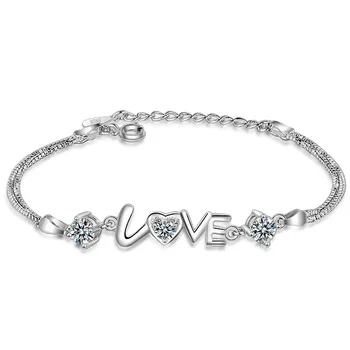 Модный женский браслет серебристого цвета Mujer Love Heart, браслет-оберег для девушки, свадебные украшения для новобрачных