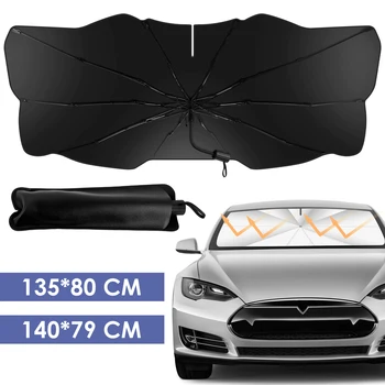 Козырек от солнца на лобовом стекле автомобиля, устойчивый зонт от солнца на лобовом стекле, солнцезащитный козырек в салоне автомобиля, сгибаемый на 360 ° автомобильный