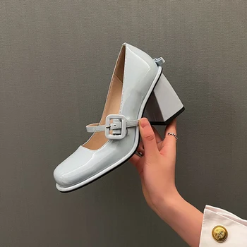 Корейская версия узких туфель careful machine bow с квадратным носком Mary Jane shoes новая весенняя обувь из лакированной кожи на высоком каблуке