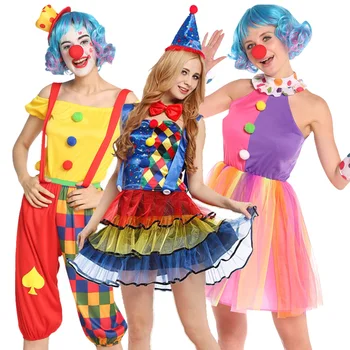 Взрослый Женский Костюм Клоуна для косплея на Хэллоуин, Женская Карнавальная Цирковая Непослушная одежда для косплея.