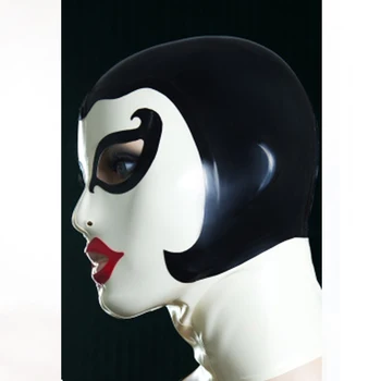 Латексная маска, резиновая жевательная резинка, черно-белый головной убор с цветными блоками, косплей, вечеринка, ручная работа, размер 0,4 мм XXS-XXL