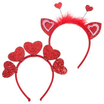 2 Шт резинки для волос на День Святого Валентина повязка на голову в виде сердца для взрослых Поп-вечеринка для мисс