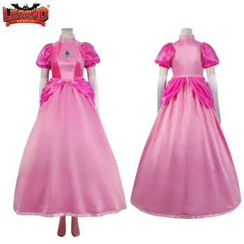 Костюм Супер принцессы для косплея, персиково-розовое платье, бальное платье, серьги, перчатки, корона, наряд для карнавала на Хэллоуин для женщин