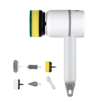 Автоматическая беспроводная щетка для мытья посуды USB Перезаряжаемая щетка для чистки кухни Щетки для чистки ванны Белый