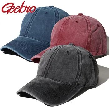 Geebro Мужская модная бейсболка из промытого хлопка, регулируемая однотонная кепка Для мужчин и женщин, весенне-летняя повседневная шляпа, прямая поставка Gorras
