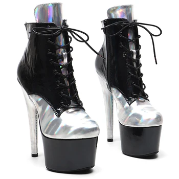 Leecabe Блестящий PU Верх 17 см / 7 дюймов Обувь для танцев на шесте Обувь для танцев на высоком каблуке и платформе