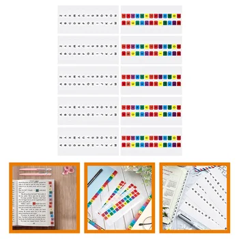 из цветных наклеек для книг, маленьких липких вкладок, маркеров для страниц в блокноте, вкладок для руководств по файлам с алфавитом.