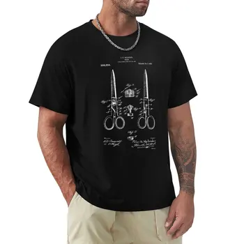 Винтажные ножницы швеи, футболка с патентованным принтом 1908 года, одежда из аниме на заказ, создайте свою собственную графику, мужская футболка оверсайз