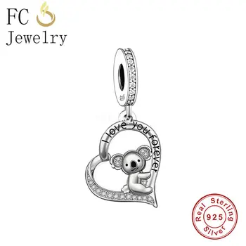 FC Jewelry Fit Оригинальный браслет-оберег из настоящего серебра 925 пробы Love You Forever Бусина Каола в сердце для изготовления женщин Berloque 2023