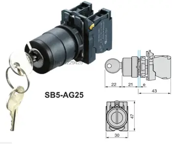 5ШТ XB5-AG25 Водонепроницаемый Ключевой Переключатель 2/3-Позиционный Кнопочный Переключатель XB5-AG25 XB5-AG73 XB5-AG13 XB5-AG83 XB5-AG71