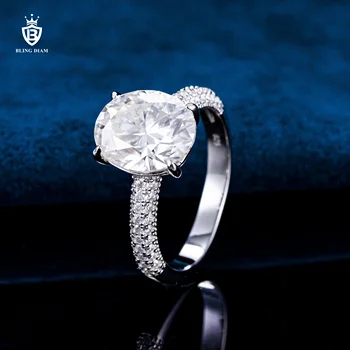 Модное кольцо с муассанитом овального цвета D для женщин из стерлингового серебра S925 пробы, сверкающее Обручальное кольцо с круглым бриллиантом, ювелирные украшения, подарки
