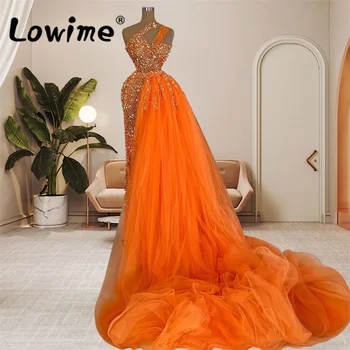 Оранжевое вечернее платье с блестками и бисером, Длинные платья для выпускного вечера, Vestidos De Fiesta 2022, Сшитые на заказ Платья знаменитостей, Вечерние платья