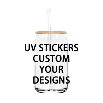 Создайте Свой дизайн по индивидуальному заказу 16 УНЦИЙ УФ-пленки DTF Transfer Cup Wraps Наклейка Для Кофейных Наклеек Libby Glasses