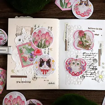 46шт Очаровательных наклеек для скрапбукинга серии Mirror Flower, уплотнительные этикетки, Износостойкие, легко наносящиеся уплотнительные наклейки