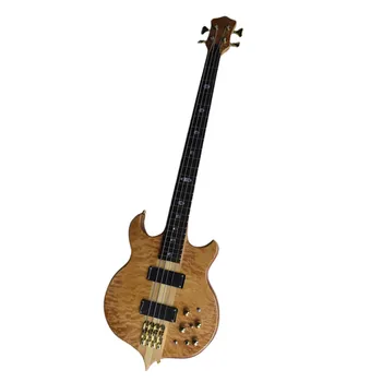 Оригинальная Электрическая Бас-гитара с 4 Струнами, проходящими через Гриф и корпус, со Вставками в виде Глазков, Предложение на заказ