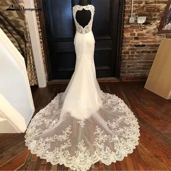 Свадебное платье без рукавов с V-образным вырезом, аппликации, открытая спина, свадебные платья 