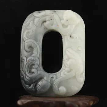 Старый Китайский кулон из Натурального Нефрита Ручной работы с резьбой в виде дракона d7