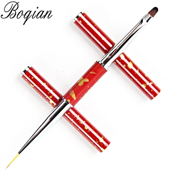 BQAN Двусторонняя овальная кисть для подводки ногтей № 4 7 мм, карандаш для подводки УФ-гелем, кисти для рисования, ручка из горного хрусталя, инструмент