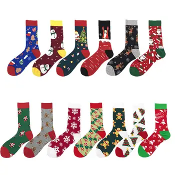 2021 осенне-зимние рождественские модные рождественские мужские и женские хлопчатобумажные носки в трубочку с мультяшным праздником старик снеговик лось плюс s