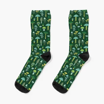 Полуночные грибы - Зеленый - забавный грибной узор от Cecca Designs Носки забавные носки для бега спортивные носки Мужские женские носки