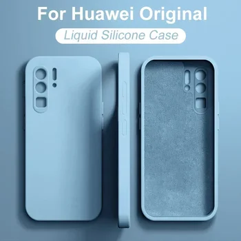 Оригинальный жидкий силиконовый чехол для Huawei P50 P40 P30 P20 Pro Lite Противоударный чехол Mate 30 20 Pro Lite Чехлы для телефонов Аксессуары