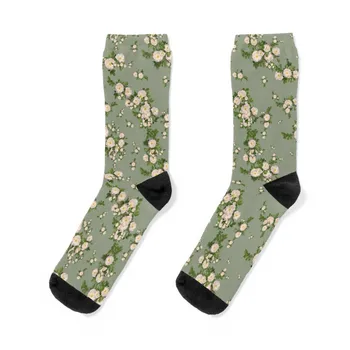 Бесшовные носки с абрикосовыми розами на фоне шалфея, новые носки in's, прозрачные носки, забавные носки, Носки для мужчин и женщин.