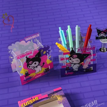 Новый держатель ручки в стиле Граффити Sanrio Kuromi, Акриловый Ящик для хранения, Украшение для рабочего стола Супер Милых девочек Большой емкости