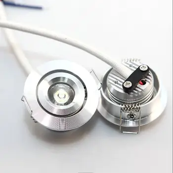 25PCS 3W Dimmable COB LED Встраиваемый Шкаф Mini Spot Light 110V 220V /DC12V Mini Downlight Серебристый Круглый Корпус Включает Светодиодный Драйвер