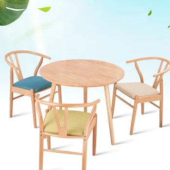 Новый круглый стол с прямыми ножками из чистого массива дерева, мебель для гостиной, экологичная, долговечная и крепкая