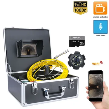 7-дюймовый HD 1080P Сливной канализационный трубопровод Промышленный эндоскоп для осмотра труб Видеокамера с видеорегистратором/беспроводной Wi-Fi