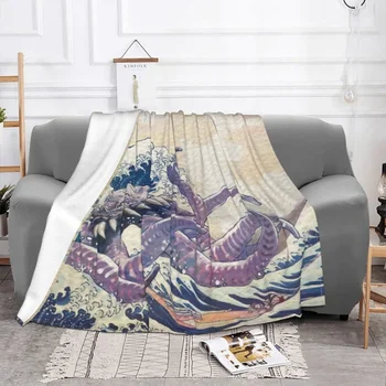 Великолепное одеяло Ultros Off Kanagawa, флисовая зимняя картина японского искусства, портативное легкое покрывало для домашнего офиса