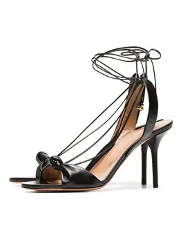 Женская обувь на шнуровке с острым носком и ремешком на щиколотке С бабочкой На Высоком каблуке, Однотонные Туфли-лодочки на шпильке с Перекрестной шнуровкой, Элегантные Банкетные Босоножки
