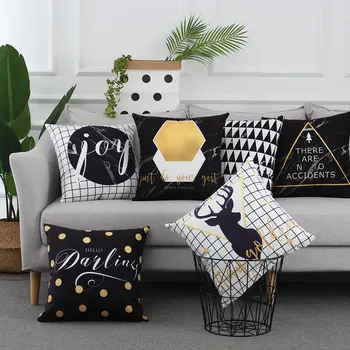 Льняные подушки в скандинавском стиле, декоративная наволочка, серый Олень, черный Чехол для подушек, геометрический чехол для дивана 45x45