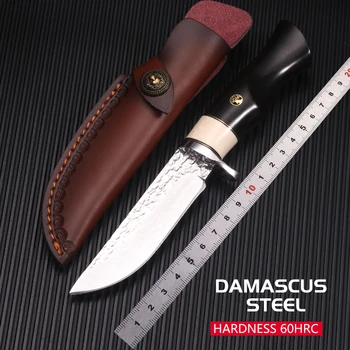 Нож из дамасской стали VG10, уличный нож высокой твердости, портативный складной ковочный нож для самообороны, маленький прямой нож