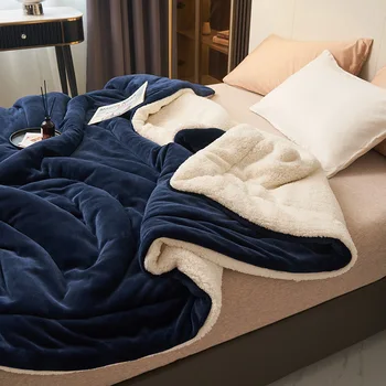 Имитация овечьей шерсти, осенне-зимнее теплое одеяло, механическая стирка, двухслойные одеяла Queen для кроватей, супер Мягкий и удобный плюш.