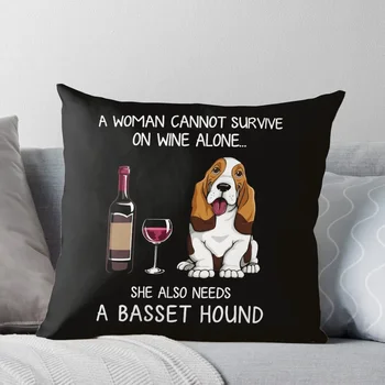 Бассет-Хаунд и винная Забавная собачка Наволочки для подушек Домашний декор Наволочки для подушек