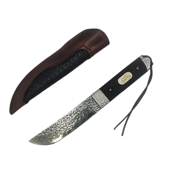 Дамасский охотничий нож ручной ковки, карманный нож для выживания, прямой нож с фиксированным лезвием, ручка из розового дерева