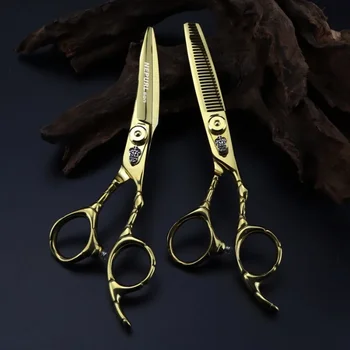 профессиональные Японские 6-дюймовые ножницы для стрижки волос из бычьей головы 440c steel, филировочные парикмахерские ножницы, парикмахерские ножницы