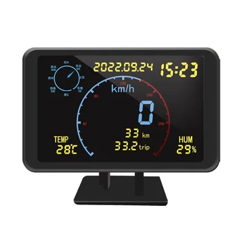 Цифровой GPS-спидометр, одометр, 4,7-дюймовый ЖК-дисплей, HUD-дисплей с сигнализацией о превышении скорости для всех автомобилей 5-24 В