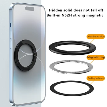 Магнитный кронштейн для телефона-кольца, ультратонкий круглый настенный кронштейн, зеркало из цинкового сплава, интерьер автомобиля, кухня для iPhone 14 13 12