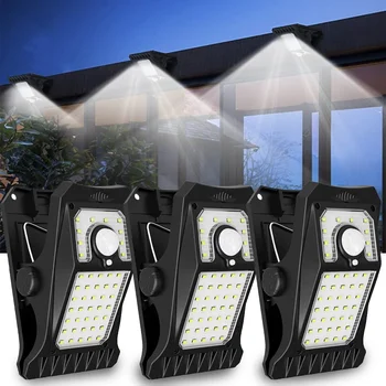 Светодиодный солнечный садовый светильник, наружный светильник с датчиком движения, IP65 Водонепроницаемый походный светильник для ограждения палубы, стены кемпинга, палатки, патио