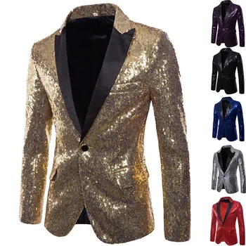 Весенне-осеннее платье для выступлений 2023 года, золотой костюм с продолжением, мужское пальто