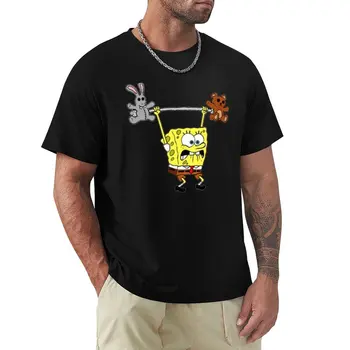 Футболка Spongbob, одежда kawaii, спортивные рубашки, одежда из аниме, летний топ, мужские забавные футболки с графическим рисунком
